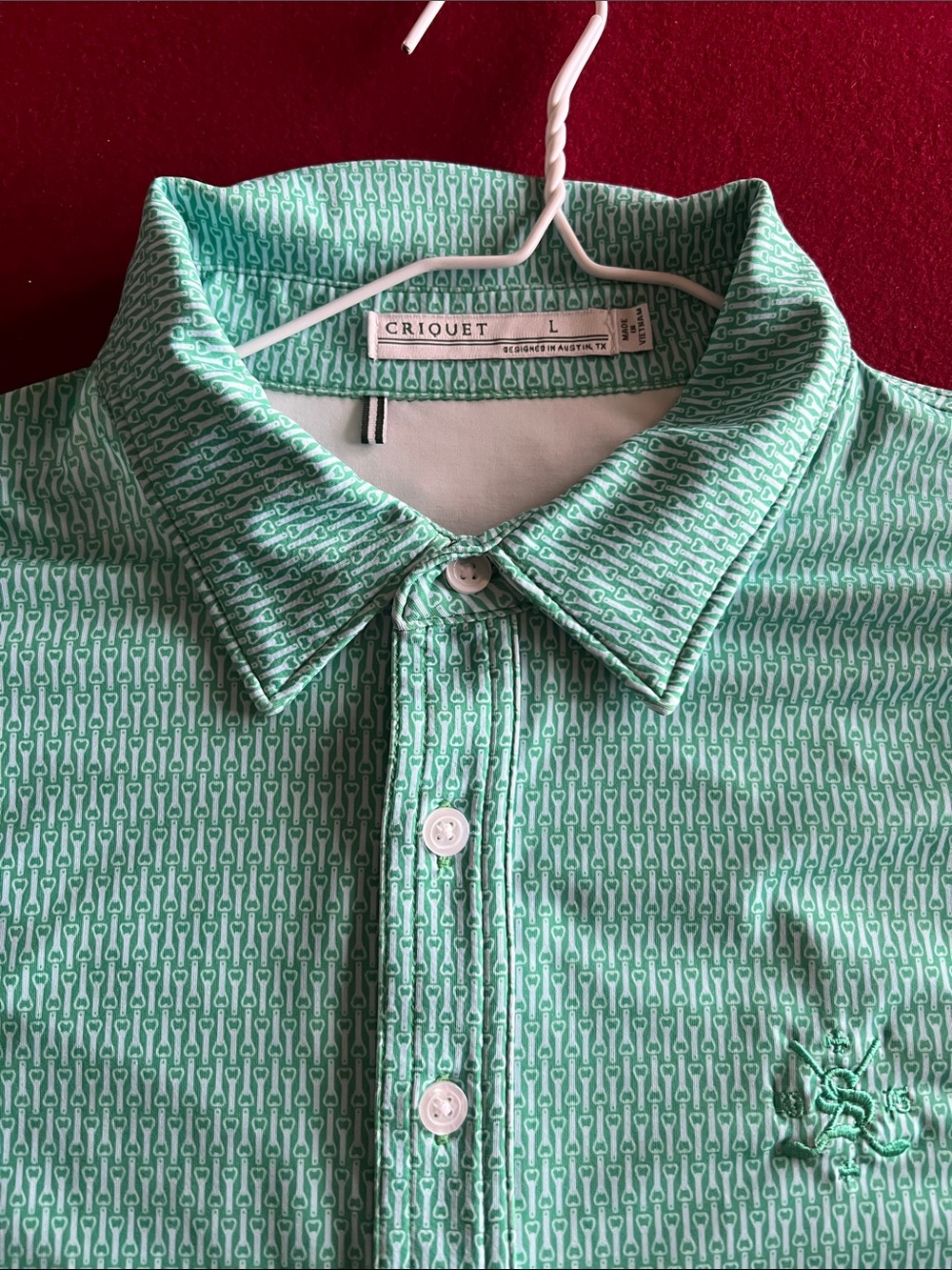 Criquet Men’s Mint Green Patterned Polo Shirt